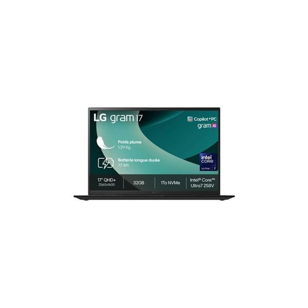 PC bärbar Lg Gram 17 17Z90TL-G.AU88F 17" Copilot+ Intel® Core™ Ultra 7 32 GB RAM 1 To SSD Svart Obsidian
