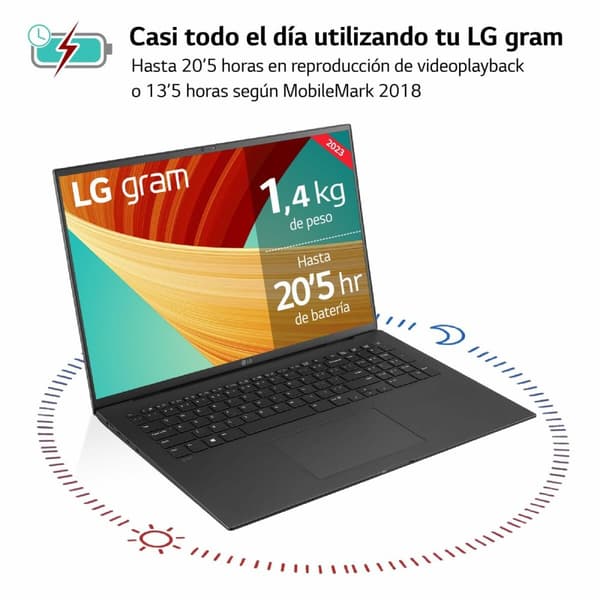 Laptop LG 17Z90R-E.AD75B 17" i7-1360P 32 GB RAM 512 GB SSD NVIDIA GeForce RTX 3050 Espanjalainen Qwerty