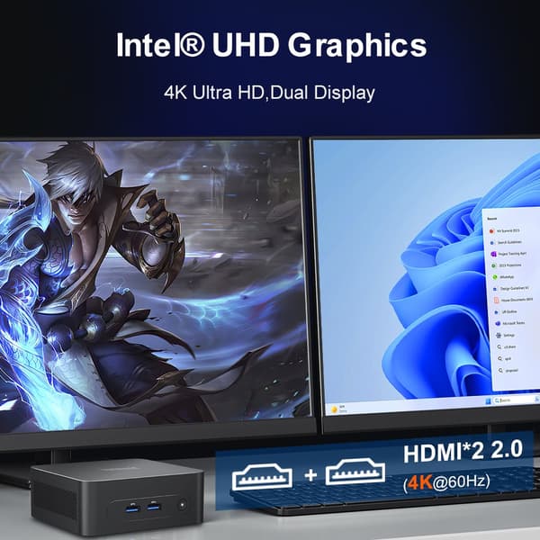 Mini PC, Intel N100-processor, 16 GB minne, 512 GB SSD,16GB 512GB, EU