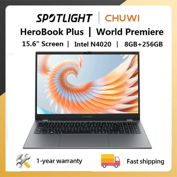 CHUWI Laptop, 15,6 tum FHD-skärm, Intel N4020, 8GB RAM,EU, Herobook Plus, Intel N4020