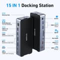 Pikkukuva 2 / 2: MOKiN 15 IN 1 Docking Station, Kaksois 8K-näyttötuki, 100W Virtalähde,15 IN 1 translates to Finnish as "15 YHDESSÄ".