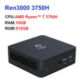 Miniatyrbillede 2 af 2: GenMachine Mini PC, AMD Ryzen 7 3750H, Op til RAM, Op til SSD,EU, 16GB 512GB