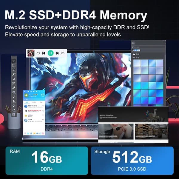 Ninkear N15 AIR Laptop, 16GB RAM, 512GB SSD ,16GB RAM 512GB SSD, Intel N95, Engelskt tangentbord