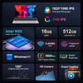 Miniatyrbild 2 av 4: Ninkear N15 AIR Laptop, 16GB RAM, 512GB SSD ,16GB RAM 512GB SSD, Intel N95, Engelskt tangentbord