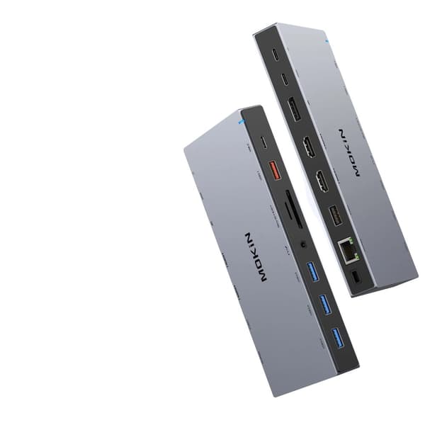 MOKiN Docking Station, 15 Porttia, 4K 60Hz Videolähtö, 100W Virtalähde