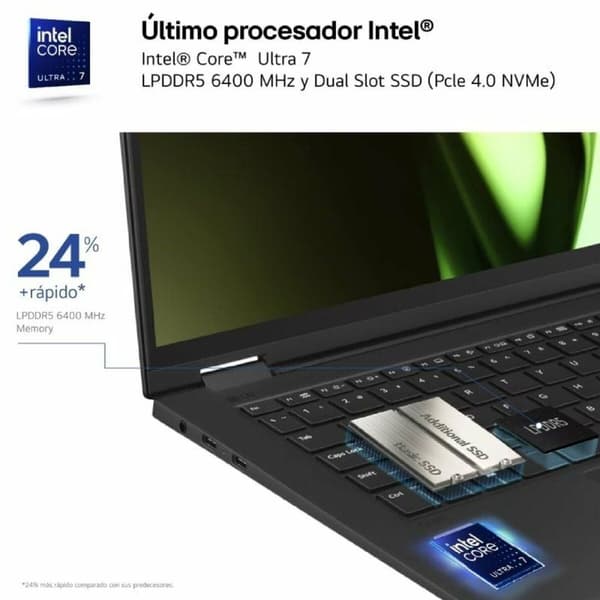 Laptop 2-in-1 LG 14T90S-G.AA75B 14" intel core ultra 7 16 GB RAM 512 GB SSD Espanjalainen Qwerty