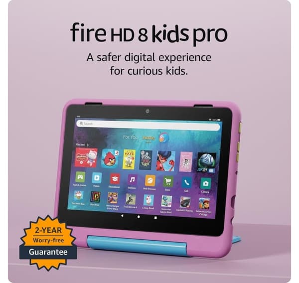 Amazon Fire HD 8 32GB Kids Pro (2024), rosa/djungelkatt