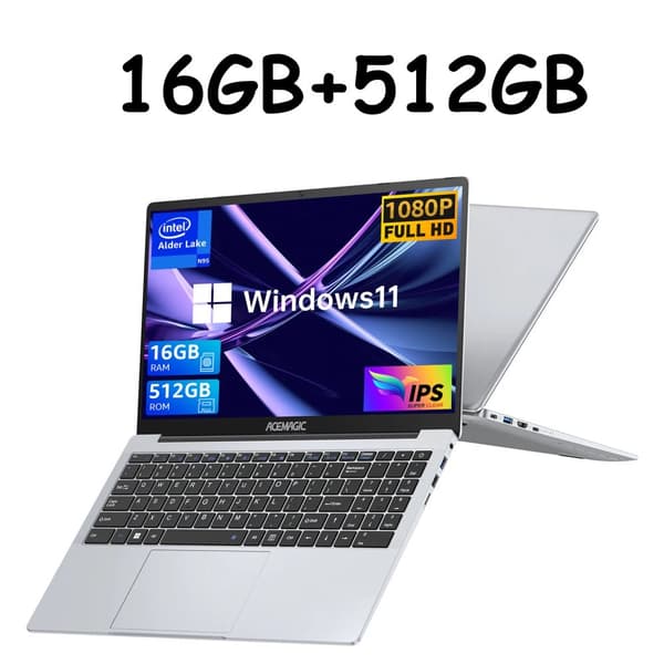 Ultra Slim, 15,6" Skärm, 512GB SSD, Windows 11,Silver 16GB 512GB, N97