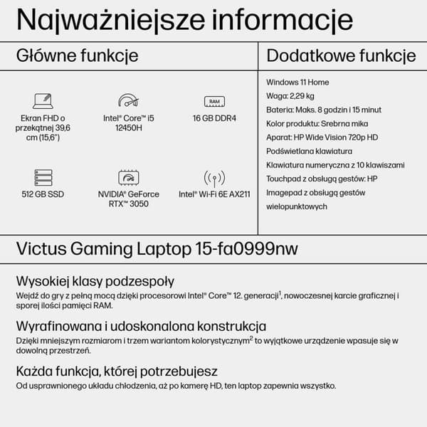 Bærbar computer HP 804F0EA 15,6" i5-12450H 16 GB RAM 512 GB SSD NVIDIA GeForce RTX 3050