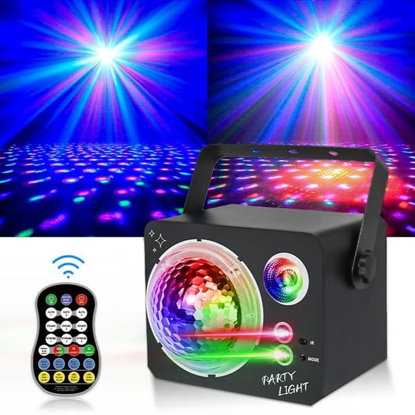 Pyörivä Magic Ball Laser Light RGB LED Strobe Sound Aktivoitu projektorilamppu
