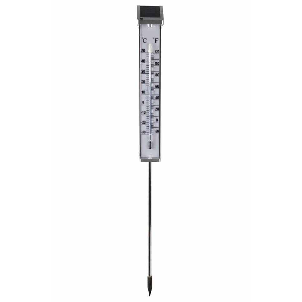 Nature udendørstermometer med soldrevet LED-lys