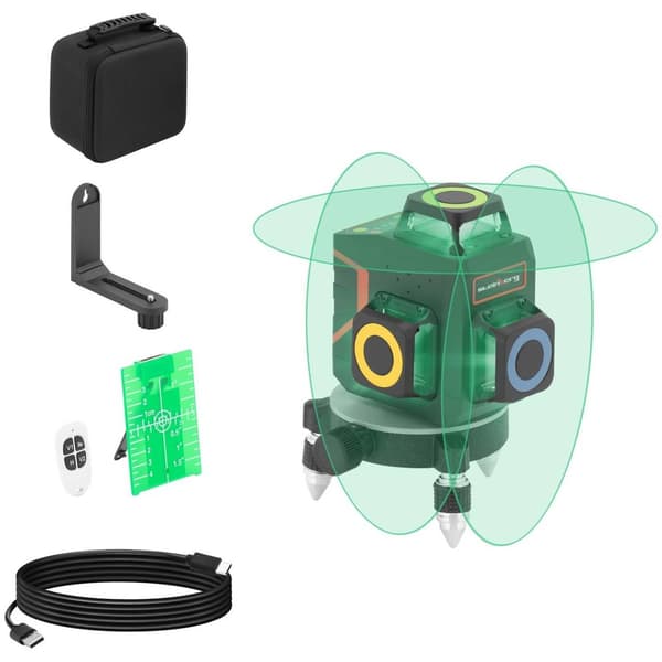 Steinberg Systems 360°-Krysslaser med transportväska - Grön - 15-30 m - Självnivellerande - Ministativ - Fjärrkontroll