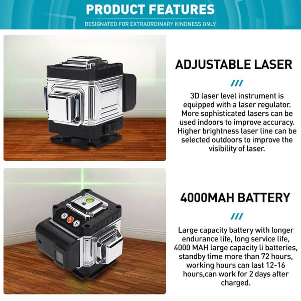 3D 12 Line Laser Level Spirit Level 360 ° Cross Line Laser Line Laser