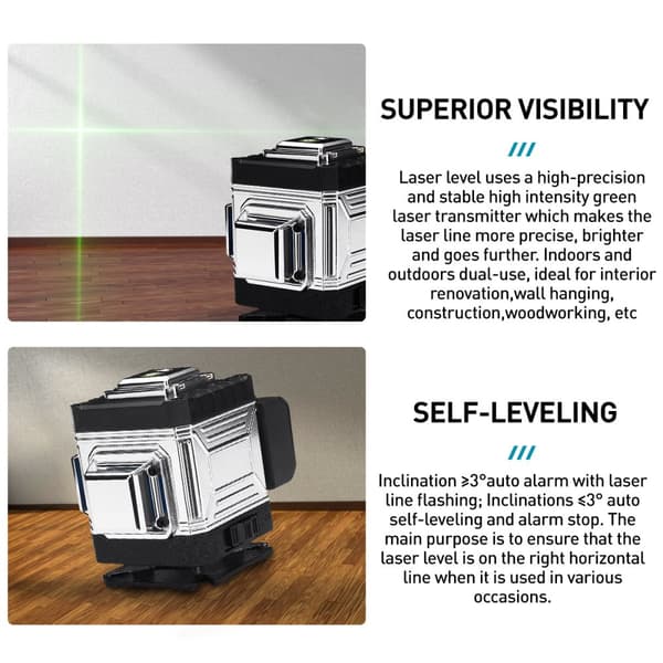 3D 12 Line Laser Level Spirit Level 360 ° Cross Line Laser Line Laser