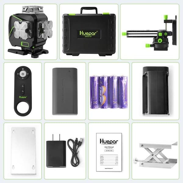 16-linjers 4D cross-line lasernivå, bluetooth och fjärrkontroll, med bärväska