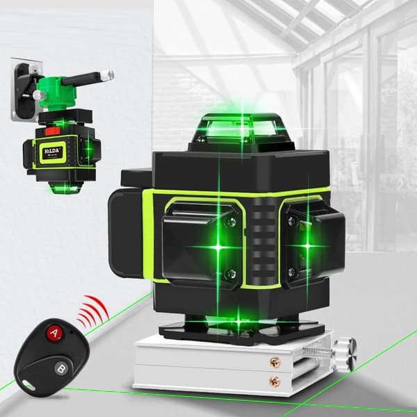 16 linjer 4D grön lasernivå, 360 horisontell och vertikal superstark lasernivå