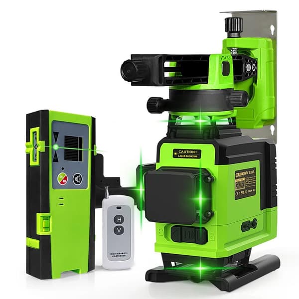 4D 16 linjer professionell grön lasernivåsats, hög synlighet, självnivellerande, 360° justerbar lutning, lång arbetstid