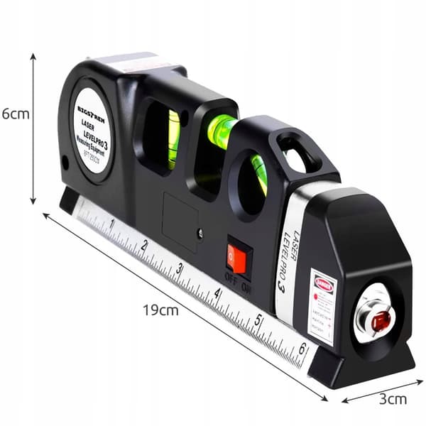 Laservannpass med målebånd - 250 cm