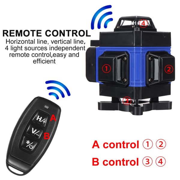 16 linjers Laser Level App Control 4D 360° Cross Line Selvnivellering med fjernbetjening