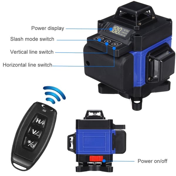 16 linjers Laser Level App Control 4D 360° Cross Line Selvnivellering med fjernbetjening