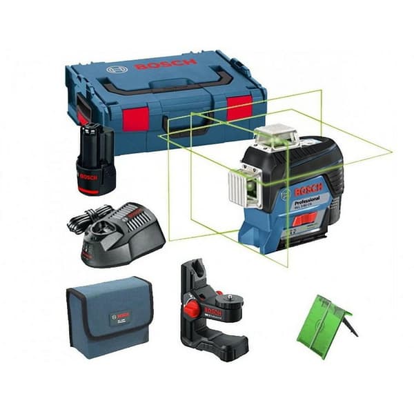 BOSCH PLANE LASER GLL 3-80 CG GRØN + HÅNDTAG BM 1 1x2,0A LB