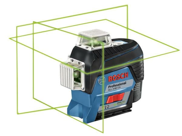 BOSCH PLANE LASER GLL 3-80 CG GRØN + HÅNDTAG BM 1 1x2,0A LB Sort, Blå, Rød