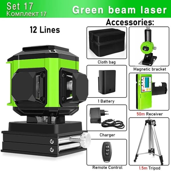 Laser Niveau, Selvnivellerende, 360° Vandret og Lodret, IE12S-H15