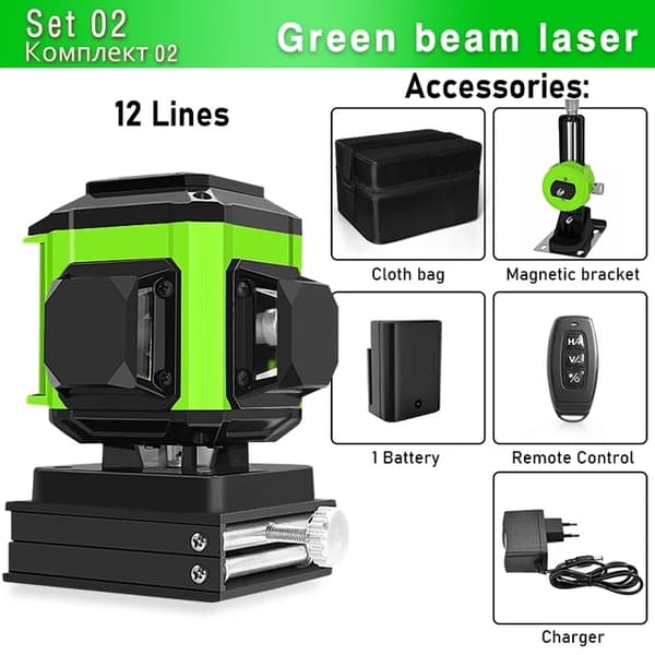 Laser Niveau, Selvnivellerende, 360° Vandret og Lodret, IE12S-H15