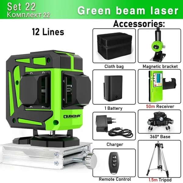 Laser Niveau, Selvnivellerende, 360° Vandret og Lodret, IE12S-H15