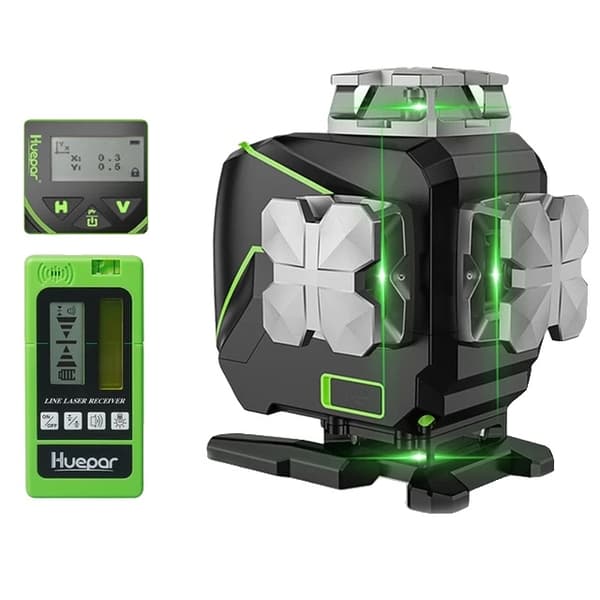 Grøn Beam Cross Line Laser Level Set, Bluetooth-forbindelse, Fjernbetjening, 16 linjer
