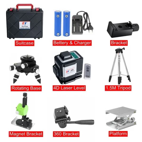 Selvnivellerende laser niveau, grøn stråle, 16 linjer, 360 Laser Level 4D
