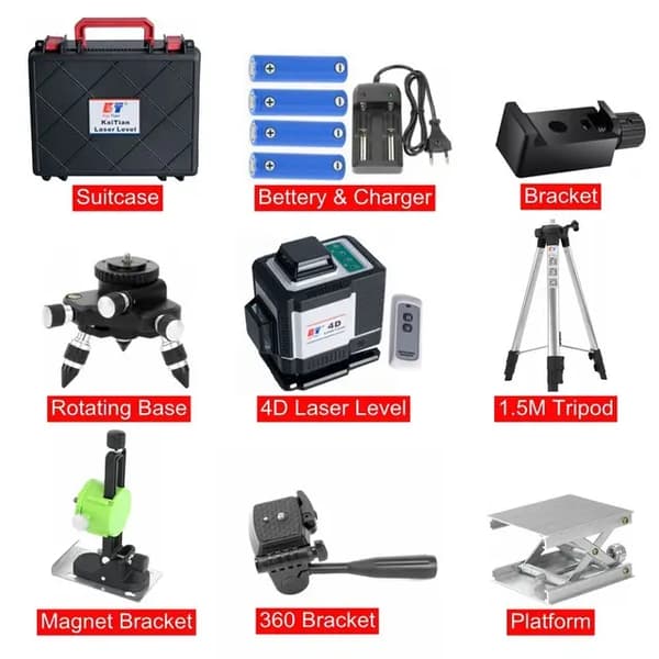 Selvnivellerende laser niveau, grøn stråle, 16 linjer, 360 Laser Level 4D