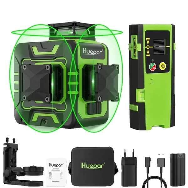 Laser nivåkit, 12 gröna linjer, 360° självnivellerande korslinjer, Set 1
