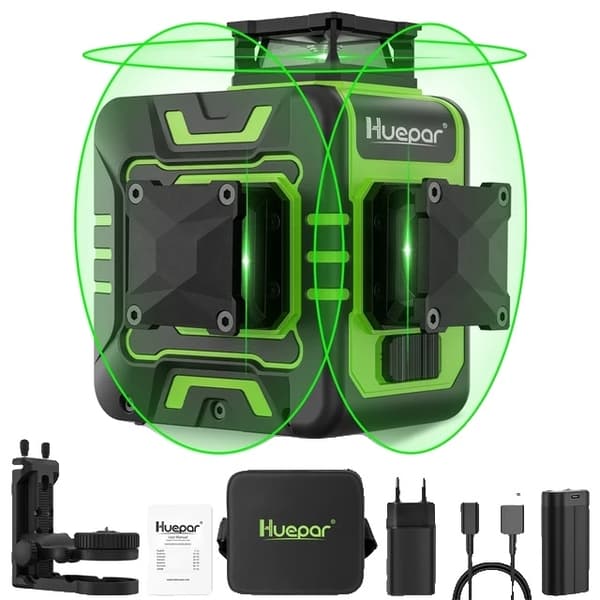 Laser nivåkit, 12 gröna linjer, 360° självnivellerande korslinjer, Set 1