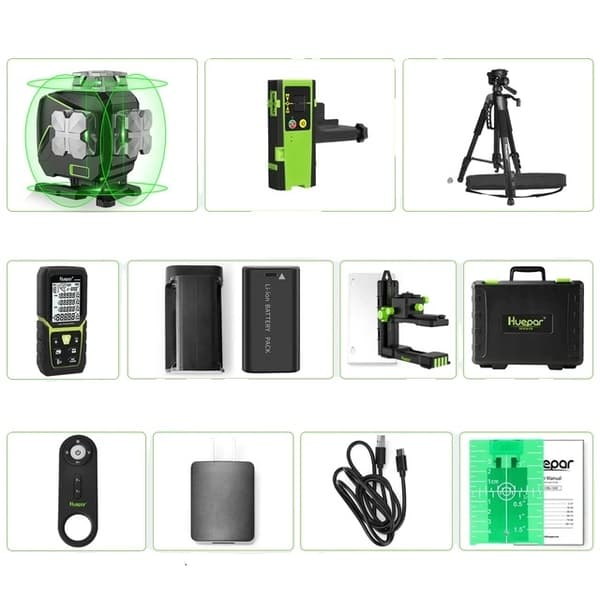 Laser Niveau Sæt, 16 Linjer, Selvnivellerende, Bluetooth Fjernbetjening, SET 6