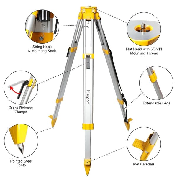 Tripod, Aluminiumkonstruktion, Tungt arbejde, Guld