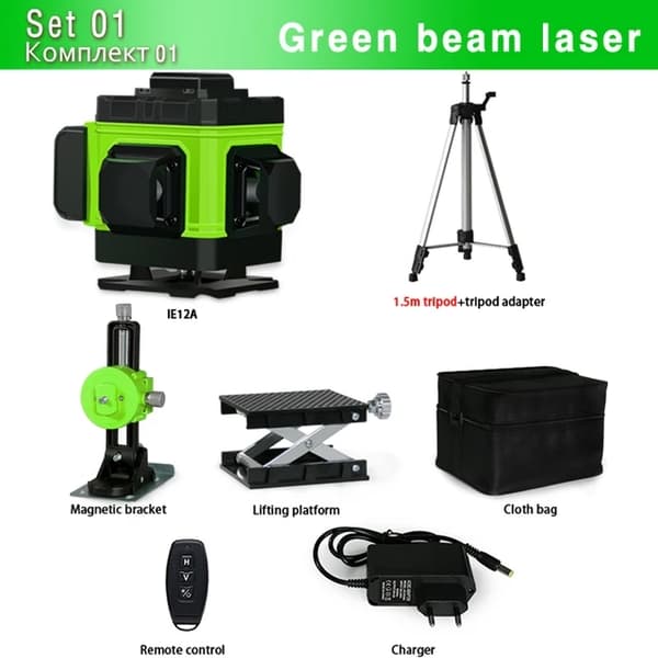 Laser Niveau, Selvnivellerende, 360° Vandret & Lodret Kryds, IE12A