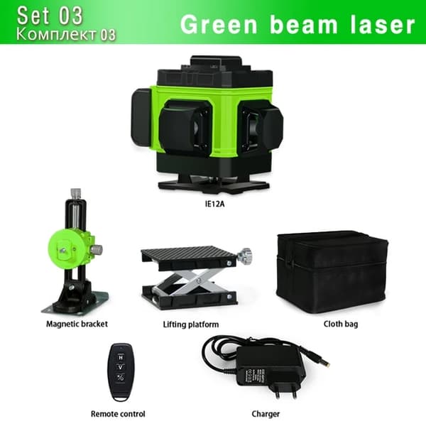 Laser Niveau, Selvnivellerende, 360° Vandret & Lodret Kryds, IE12A