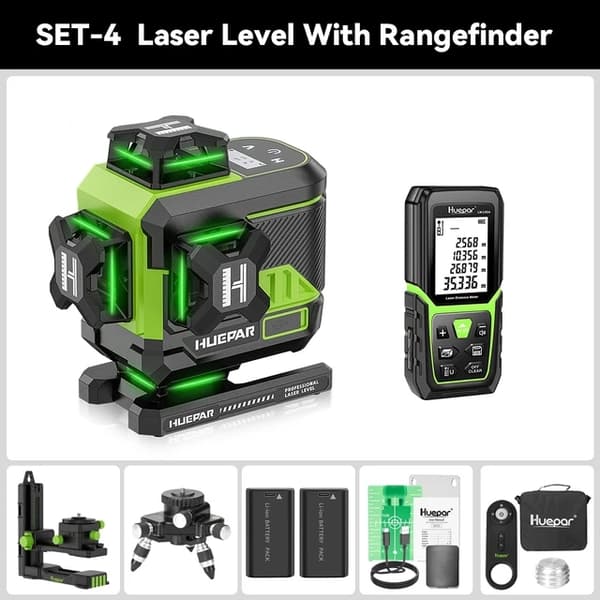 Laser Niveau, 16 Linjer, Bluetooth Forbindelse, SET-4 med mål