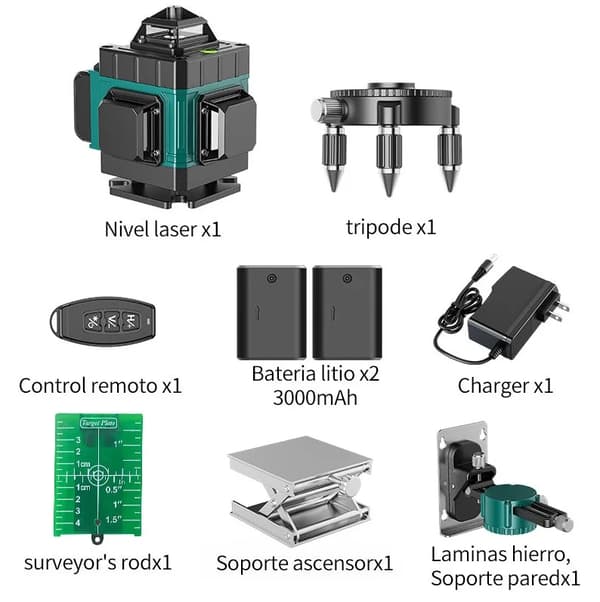 Laser Niveauinstrument, Høj præcision, Automatisk Linjelægning, 16 Linje