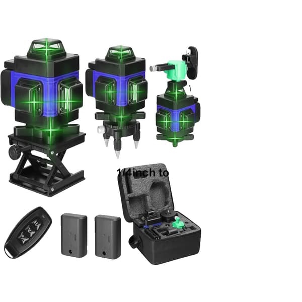 360° Laser Level med 16 linjer, IP54 vandtæt, ±0,2 mm nøjagtighed,u4D EU 2batteri-eu