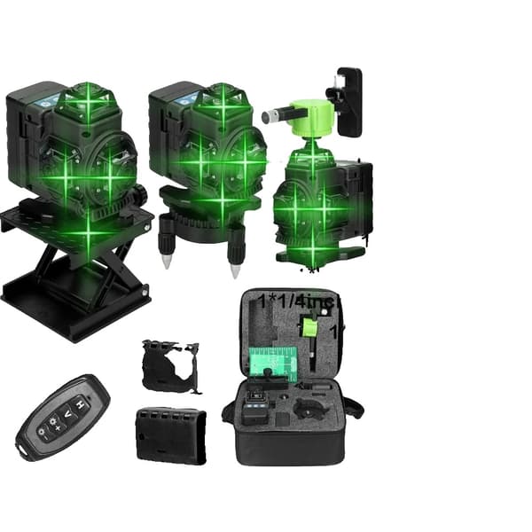 360° Laser Level med 16 linjer, IP54 vandtæt, ±0,2 mm nøjagtighed,u4D EU 2batteri-eu