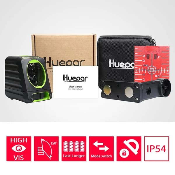 Huepar Laser Level, Høj Præcision, Bredt Strålespredning,Rød Laser Niveau