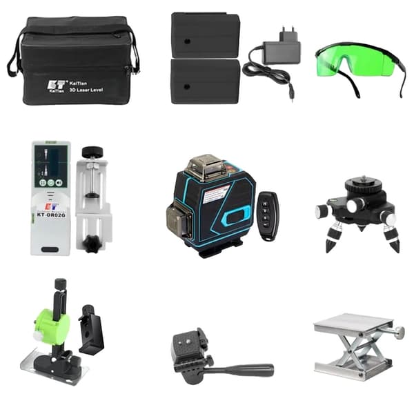 Professionel 4D Laser Niveau, Selvnivellerende med 16 Linjer, IP54 Vandtæt,Linjelaserstativ Line Laser Receiver