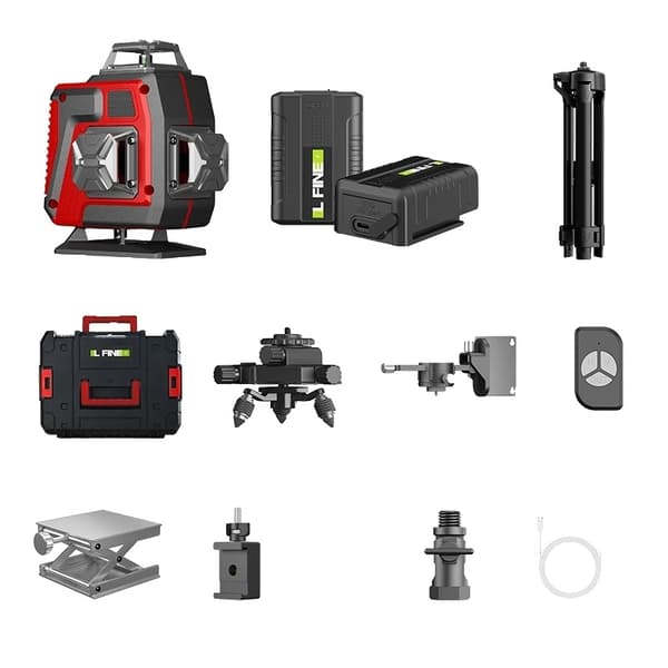 16Linje 4D Laser Niveau, 360-graders Grøn Stråle, IP54 Bedømt,Med 2XBatteri(kuffert)