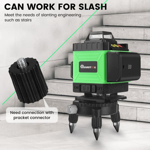 4D 16 Line Green Laser Level IP54 Vandtæt selvnivellerende 4000mAh batteri Touch Screen Laser Level til indendørs/udendørs byggeri