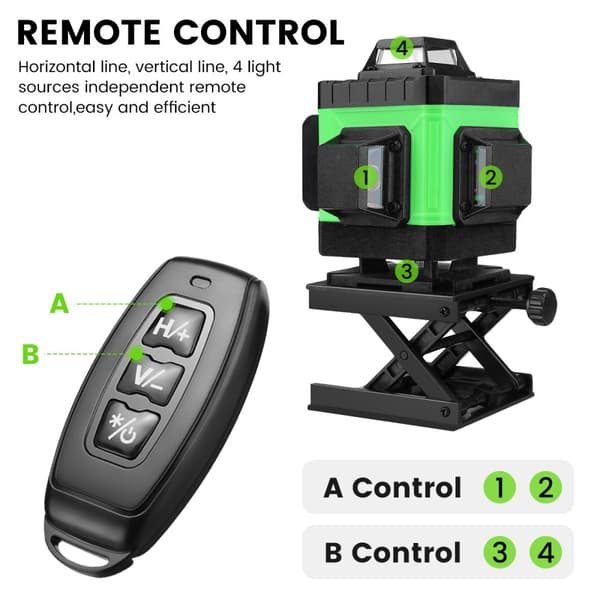 4D 16 Line Green Laser Level IP54 Vandtæt selvnivellerende 4000mAh batteri Touch Screen Laser Level til indendørs/udendørs byggeri