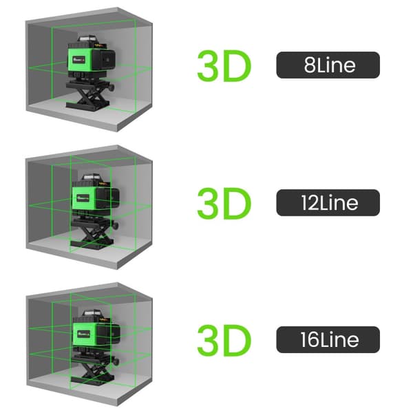 4D 16 Line Green Laser Level IP54 Vandtæt selvnivellerende 4000mAh batteri Touch Screen Laser Level til indendørs/udendørs byggeri