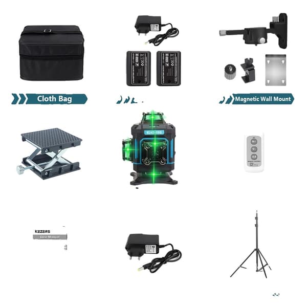 Grøn Laser Niveller, Selv-nivellerende, IP54 Vandtæt,KL4D-03G 1,6m