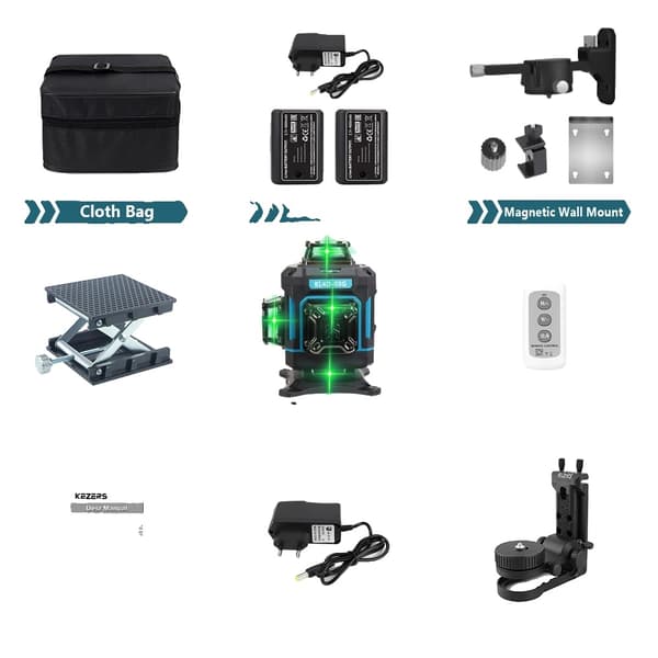 Grøn Laser Niveller, Selv-nivellerende, IP54 Vandtæt,KL4D-03G 1,6m